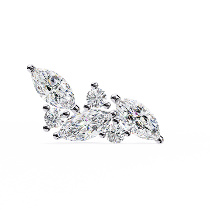 Marquise And Round Cut Top Grade Diamond Unique Prong Set Art Deco Antique Engagement Stud Earring For Her