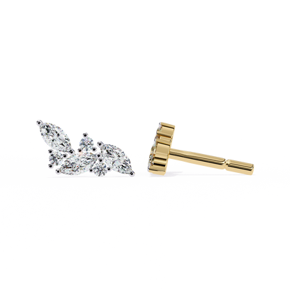 Marquise And Round Cut Top Grade Diamond Unique Prong Set Art Deco Antique Engagement Stud Earring For Her