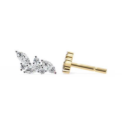 Marquise And Round Cut Top Grade Diamond Unique Prong Set Art Deco Antique Engagement Stud Earring For Her