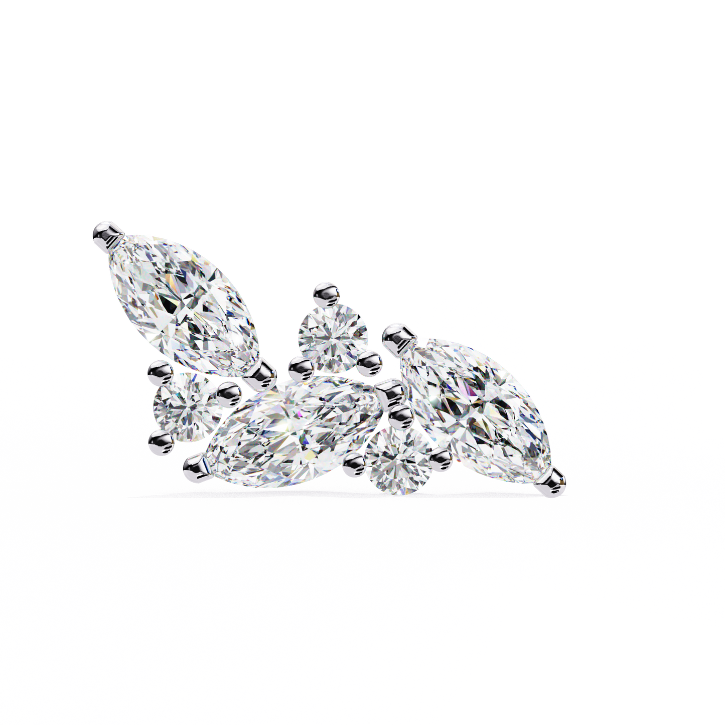 Marquise And Round Cut Top Grade Diamond Unique Prong Set Art Deco Antique Engagement Stud Earring For Her