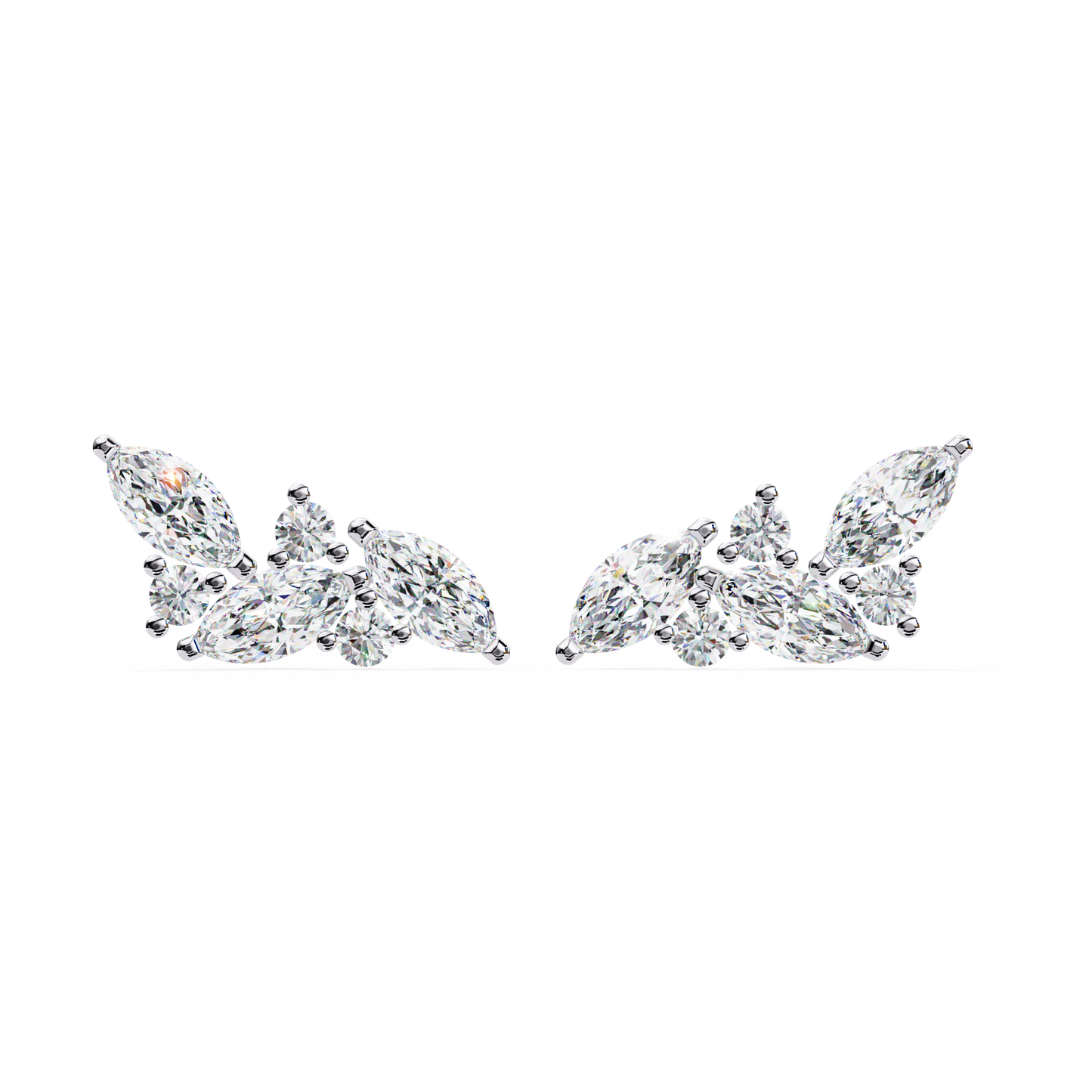 Marquise And Round Cut Top Grade Diamond Unique Prong Set Art Deco Antique Engagement Stud Earring For Her