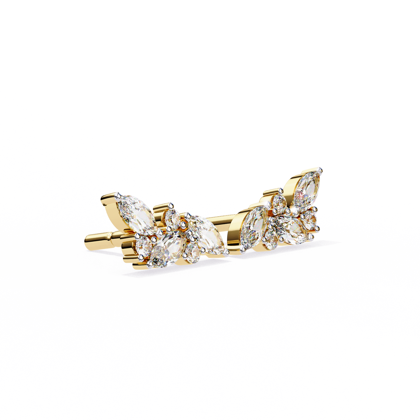 Marquise And Round Cut Top Grade Diamond Unique Prong Set Art Deco Antique Engagement Stud Earring For Her