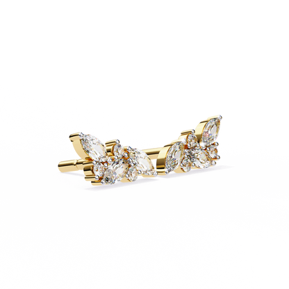 Marquise And Round Cut Top Grade Diamond Unique Prong Set Art Deco Antique Engagement Stud Earring For Her