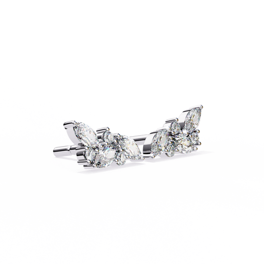 Marquise And Round Cut Top Grade Diamond Unique Prong Set Art Deco Antique Engagement Stud Earring For Her