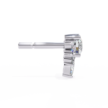 Marquise And Round Cut Diamond Vintage Stacking Minimalist Antique Dainty Stud Earring Gift For Women's