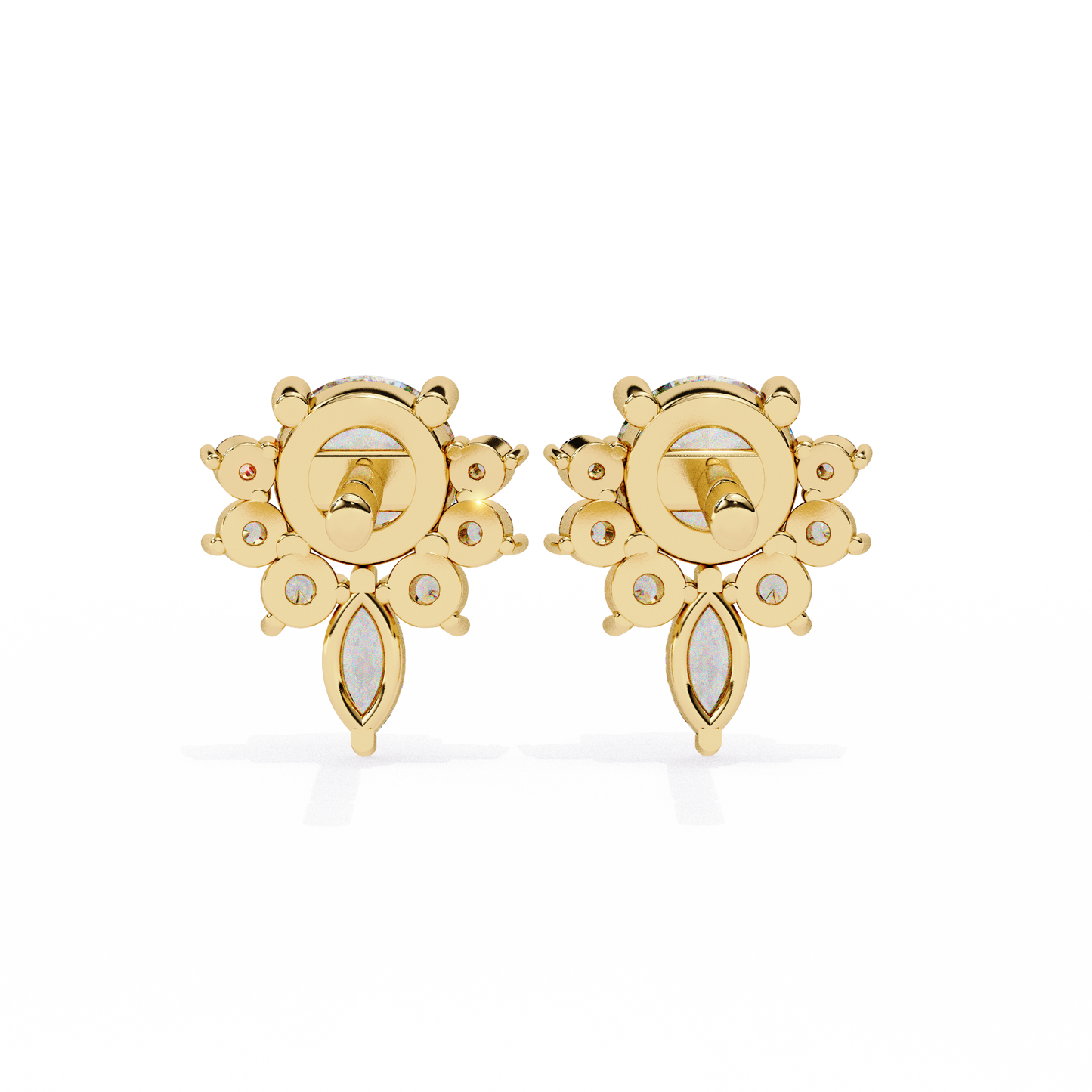 Marquise And Round Cut Diamond Vintage Stacking Minimalist Antique Dainty Stud Earring Gift For Women's