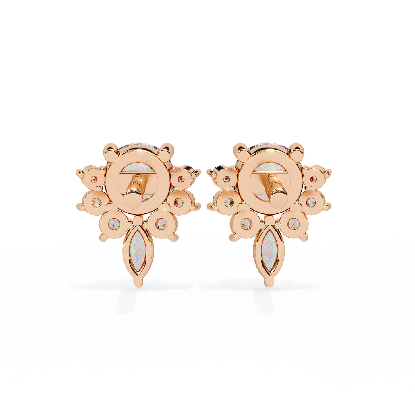 Marquise And Round Cut Diamond Vintage Stacking Minimalist Antique Dainty Stud Earring Gift For Women's