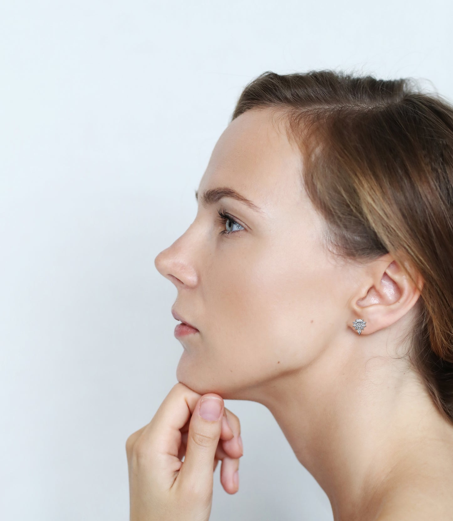 Marquise And Round Cut Diamond Vintage Stacking Minimalist Antique Dainty Stud Earring Gift For Women's