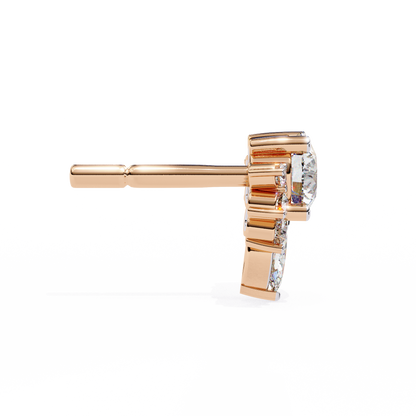 Marquise And Round Cut Diamond Vintage Stacking Minimalist Antique Dainty Stud Earring Gift For Women's