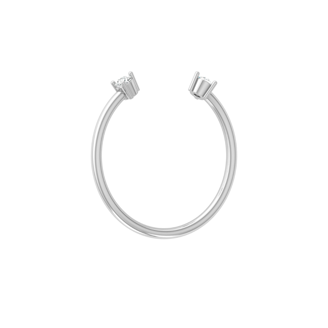 Personalized Open Cuff Round Cut Diamond Ring Lab-Grown & Natural Diamonds in 14K Solid Gold