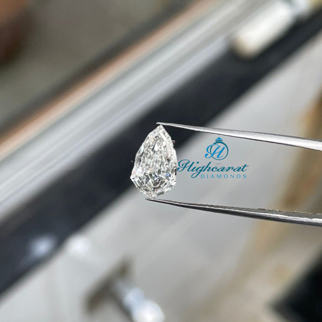 Pear Step Cut Antique Diamond, Dainty Minimalist White Colorless Lab Grown Loose Perfect Diamond Use For Necklace