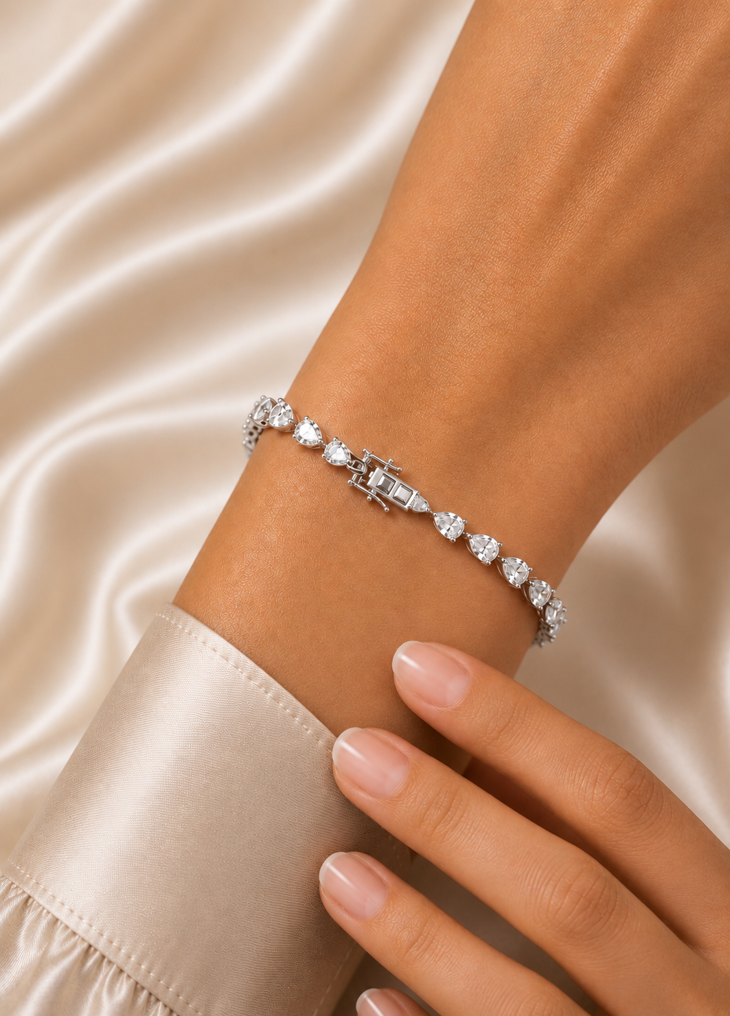 Pear Shape Lab Grown Diamond Tennis Bracelet