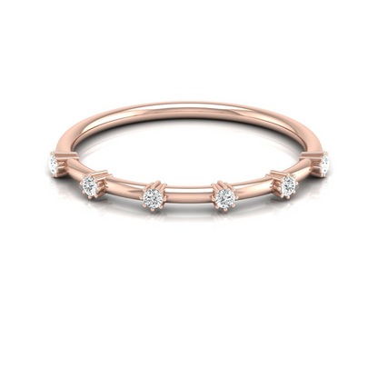 Dainty 0.08 CT Round Diamond Band Ring for Womens Comfortable and Stylish