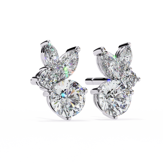 1.43Ct Round And Marquise Cut Diamond Unique Elegant Prong Set Cluster Stunning Dainty Stud Earring For Women's