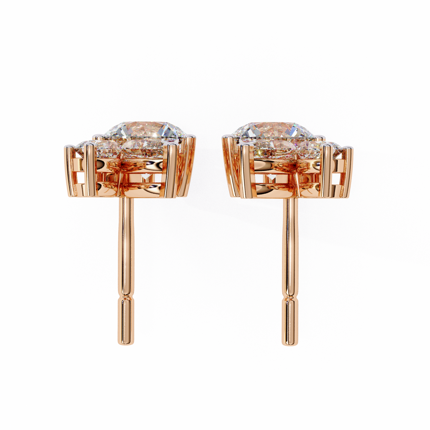1.43Ct Round And Marquise Cut Diamond Unique Elegant Prong Set Cluster Stunning Dainty Stud Earring For Women's