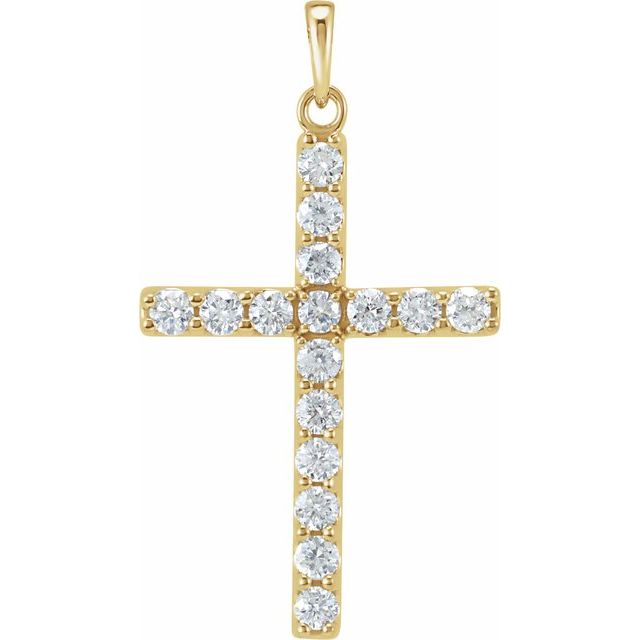 14K Yellow 1/8 CTW Lab-Grown Diamond Cross Pendant