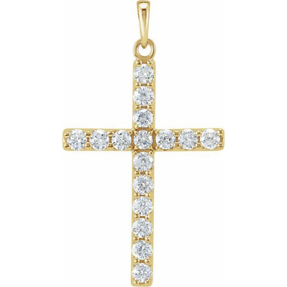 14K Yellow 1/8 CTW Lab-Grown Diamond Cross Pendant
