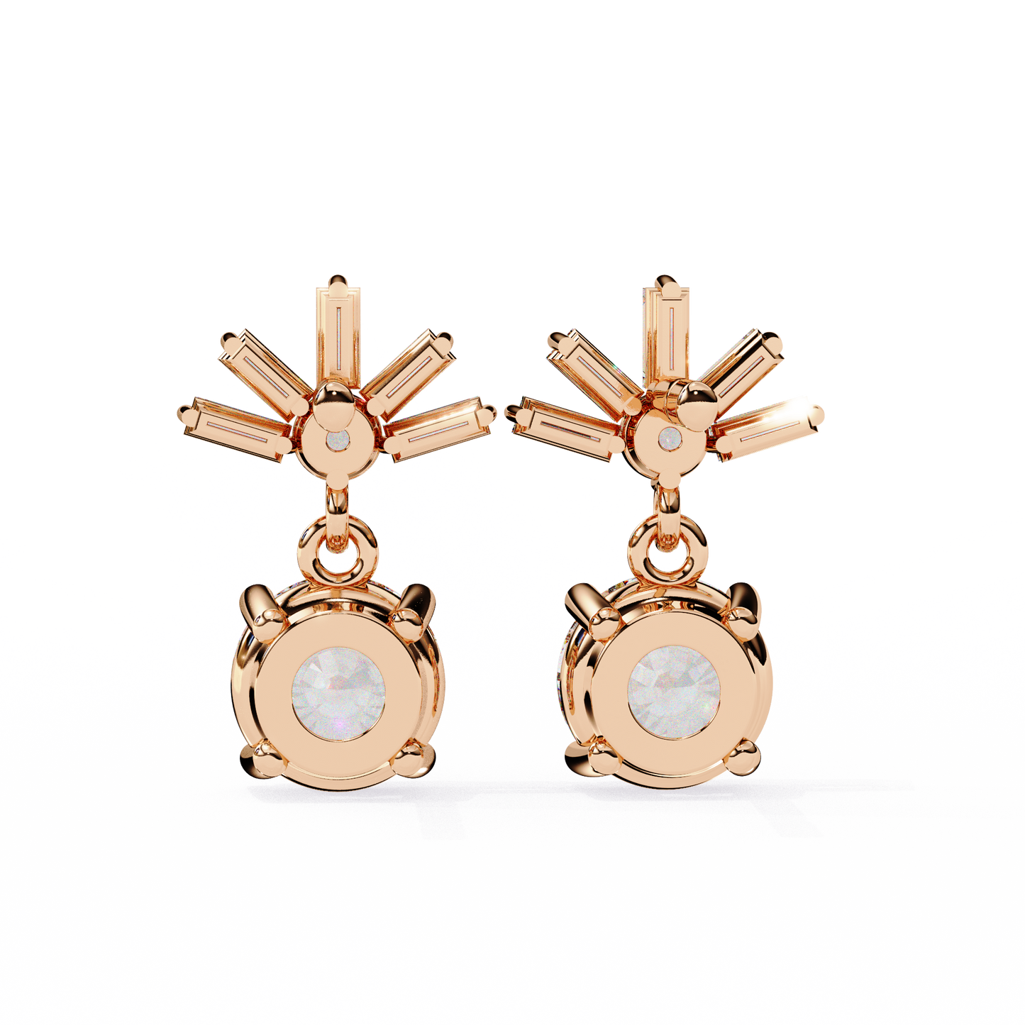 Baguette And Round Cut High Quality Diamond Antique Art Deco Vintage Classic Handmade Drop Wedding Earring Gift For Her