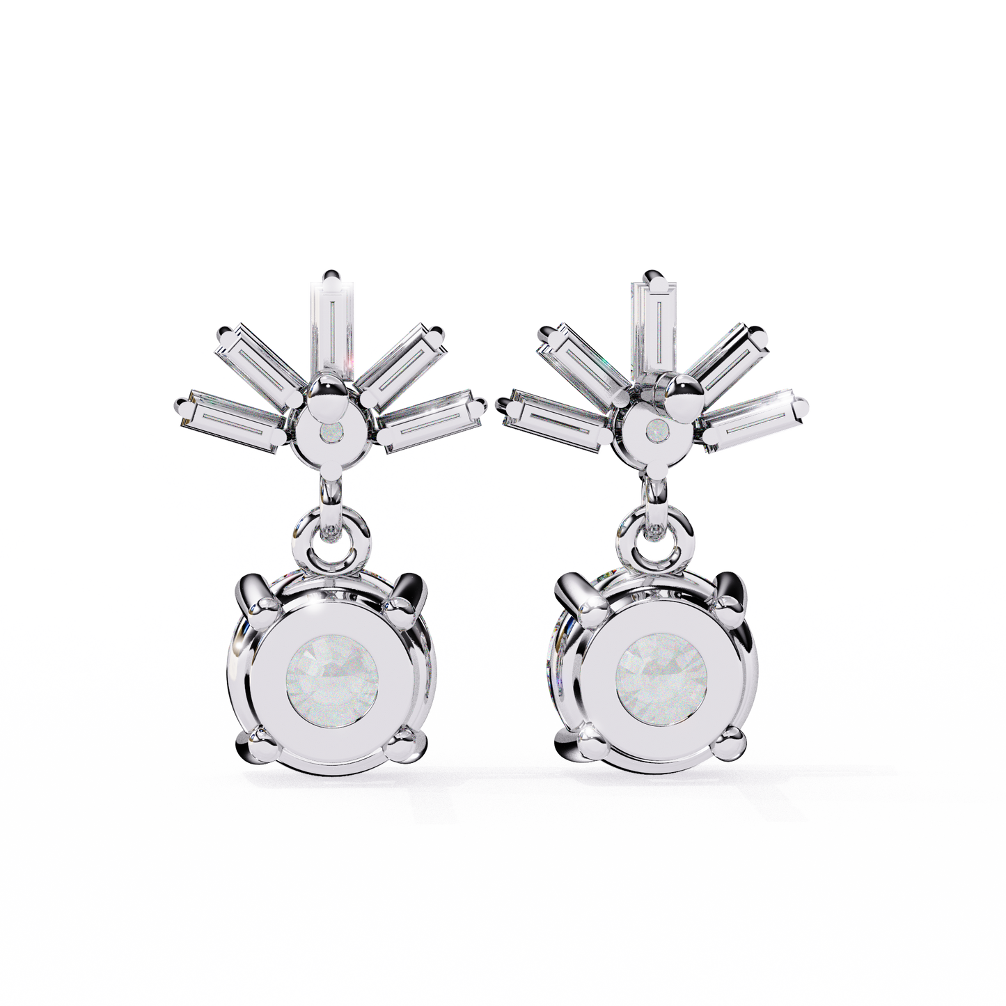 Baguette And Round Cut High Quality Diamond Antique Art Deco Vintage Classic Handmade Drop Wedding Earring Gift For Her