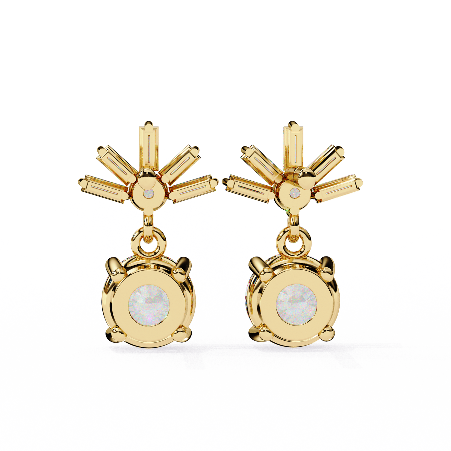 Baguette And Round Cut High Quality Diamond Antique Art Deco Vintage Classic Handmade Drop Wedding Earring Gift For Her