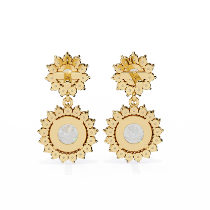 1.37Ct Round Cut Lab Grown Diamond Flower Shape Antique Elegant Classic Dainty Perfect Drop Earring For Gift