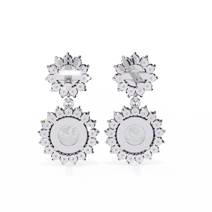 1.37Ct Round Cut Lab Grown Diamond Flower Shape Antique Elegant Classic Dainty Perfect Drop Earring For Gift