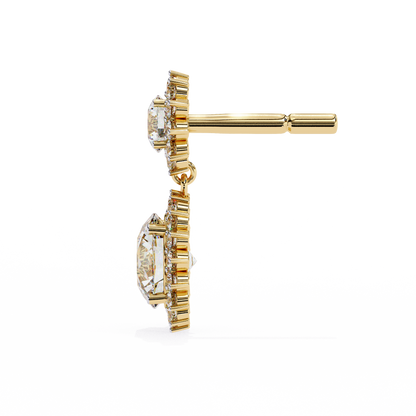 1.37Ct Round Cut Lab Grown Diamond Flower Shape Antique Elegant Classic Dainty Perfect Drop Earring For Gift