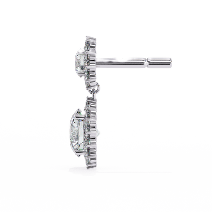 1.37Ct Round Cut Lab Grown Diamond Flower Shape Antique Elegant Classic Dainty Perfect Drop Earring For Gift