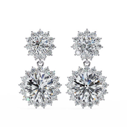 1.37Ct Round Cut Lab Grown Diamond Flower Shape Antique Elegant Classic Dainty Perfect Drop Earring For Gift