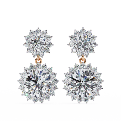 1.37Ct Round Cut Lab Grown Diamond Flower Shape Antique Elegant Classic Dainty Perfect Drop Earring For Gift