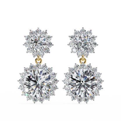 1.37Ct Round Cut Lab Grown Diamond Flower Shape Antique Elegant Classic Dainty Perfect Drop Earring For Gift