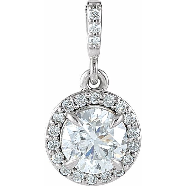 14K White 3/8 CTW Lab-Grown Diamond Halo-Style Pendant