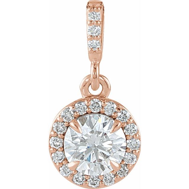 14K White 3/8 CTW Lab-Grown Diamond Halo-Style Pendant