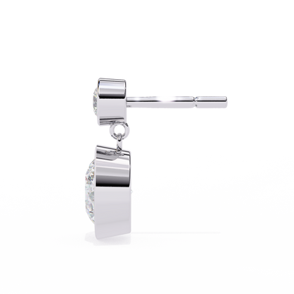 1.83Ct Round Cut Top Grade Diamond Bezel Set Unique Dainty Minimalist Solitaire Drop Party Wear Earring Gift For Her