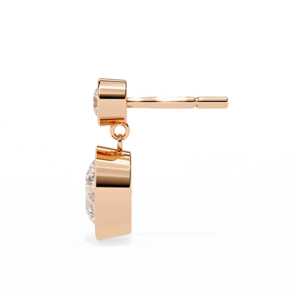 1.83Ct Round Cut Top Grade Diamond Bezel Set Unique Dainty Minimalist Solitaire Drop Party Wear Earring Gift For Her