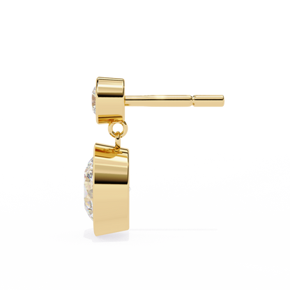 1.83Ct Round Cut Top Grade Diamond Bezel Set Unique Dainty Minimalist Solitaire Drop Party Wear Earring Gift For Her