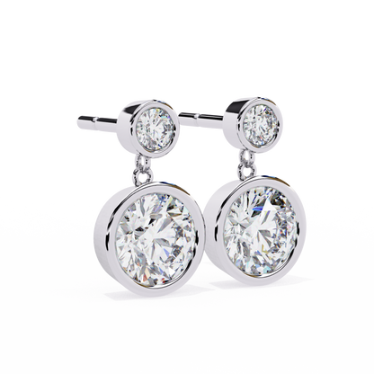 1.83Ct Round Cut Top Grade Diamond Bezel Set Unique Dainty Minimalist Solitaire Drop Party Wear Earring Gift For Her