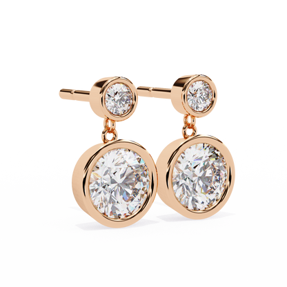 1.83Ct Round Cut Top Grade Diamond Bezel Set Unique Dainty Minimalist Solitaire Drop Party Wear Earring Gift For Her
