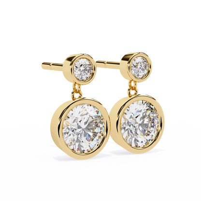 1.83Ct Round Cut Top Grade Diamond Bezel Set Unique Dainty Minimalist Solitaire Drop Party Wear Earring Gift For Her