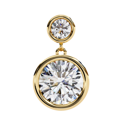 1.83Ct Round Cut Top Grade Diamond Bezel Set Unique Dainty Minimalist Solitaire Drop Party Wear Earring Gift For Her