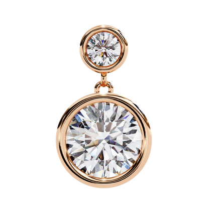 1.83Ct Round Cut Top Grade Diamond Bezel Set Unique Dainty Minimalist Solitaire Drop Party Wear Earring Gift For Her