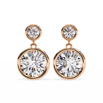 1.83Ct Round Cut Top Grade Diamond Bezel Set Unique Dainty Minimalist Solitaire Drop Party Wear Earring Gift For Her
