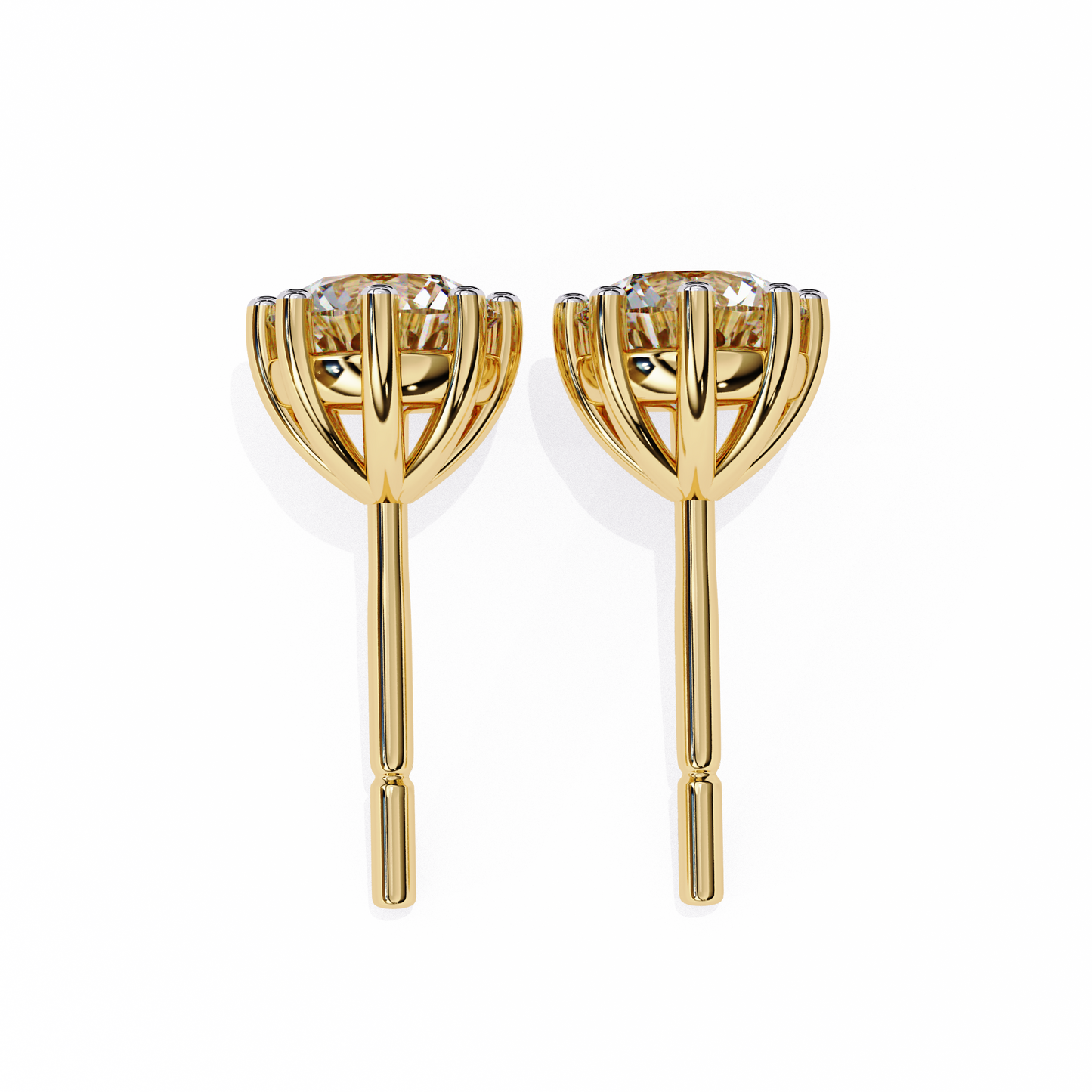 8 Prong Set 2.57Ct Round Cut High Quality Lab Grown Diamond Antique Push Back Daily Wear Stud Earring For Her