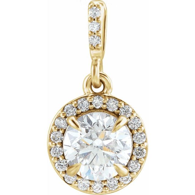 14K White 3/8 CTW Lab-Grown Diamond Halo-Style Pendant
