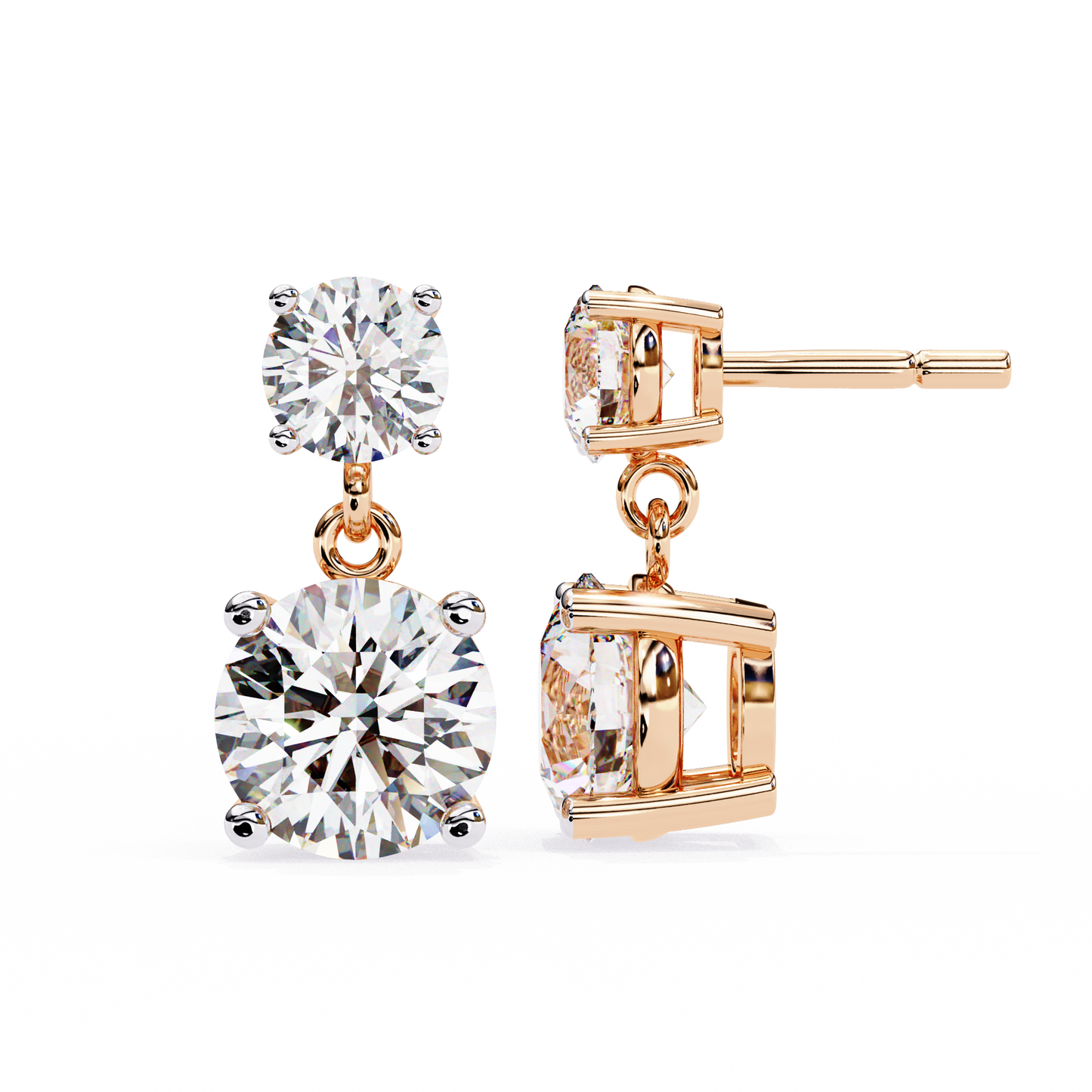 3.73Ct Round Cut Top Grade Lab Grown Diamond Elegant Dainty Classic Vintage Prong Set Drop Wedding Earring For Women's