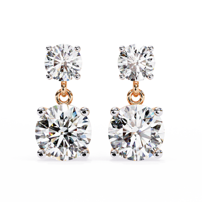 3.73Ct Round Cut Top Grade Lab Grown Diamond Elegant Dainty Classic Vintage Prong Set Drop Wedding Earring For Women's