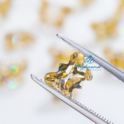 Butterfly Cut Elegant Diamond, Statement Yellow Color Lab Grown Stacking Diamond Use For Jewelry