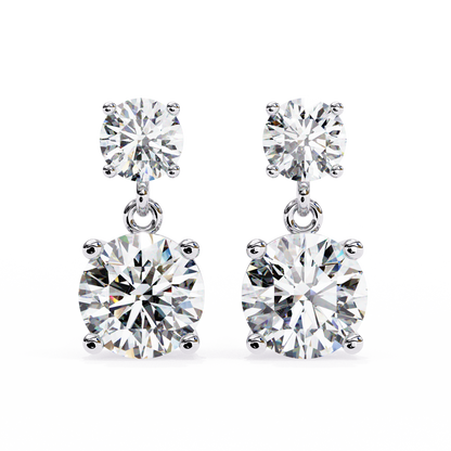 3.73Ct Round Cut Top Grade Lab Grown Diamond Elegant Dainty Classic Vintage Prong Set Drop Wedding Earring For Women's