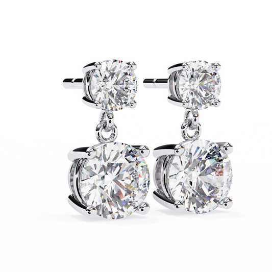 3.73Ct Round Cut Top Grade Lab Grown Diamond Elegant Dainty Classic Vintage Prong Set Drop Wedding Earring For Women's