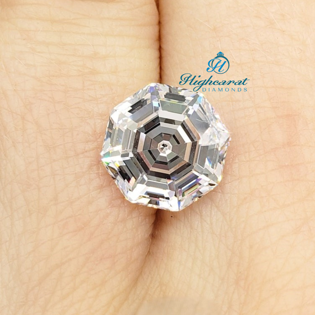 Hexagon Step Cut Antique Diamond , Elegant Vintage Cluster Classic Lab Grown Diamond, Use For Necklace